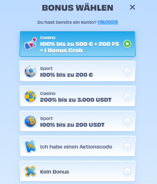 Bonusse für die Registrierung bei OnlySpins Casino